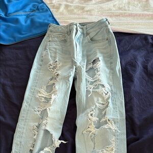 American Eagle Outfitters Light Blue Distressed Boyfriend Jeans